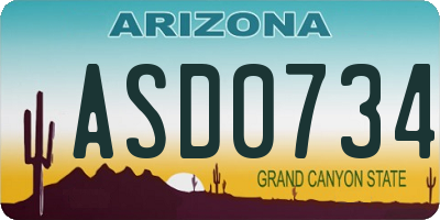 AZ license plate ASD0734