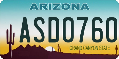 AZ license plate ASD0760