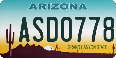 AZ license plate ASD0778