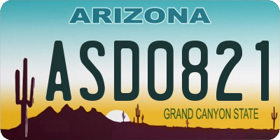 AZ license plate ASD0821