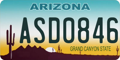 AZ license plate ASD0846
