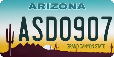 AZ license plate ASD0907