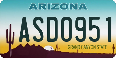 AZ license plate ASD0951