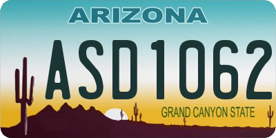 AZ license plate ASD1062