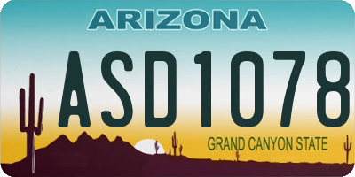AZ license plate ASD1078