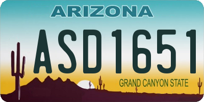 AZ license plate ASD1651
