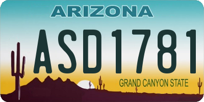 AZ license plate ASD1781