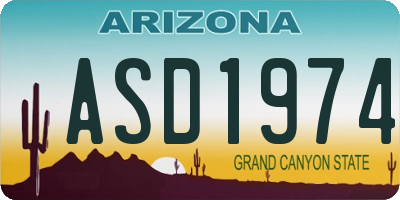 AZ license plate ASD1974