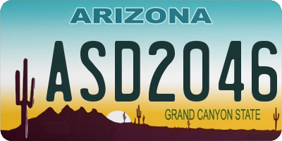 AZ license plate ASD2046