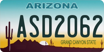 AZ license plate ASD2062