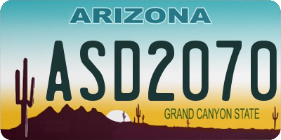 AZ license plate ASD2070