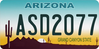 AZ license plate ASD2077