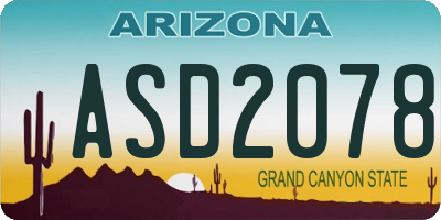 AZ license plate ASD2078