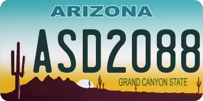 AZ license plate ASD2088