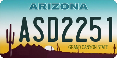 AZ license plate ASD2251
