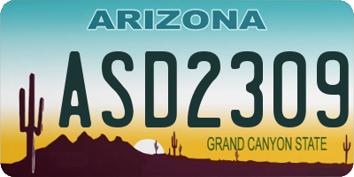 AZ license plate ASD2309