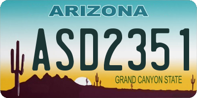 AZ license plate ASD2351