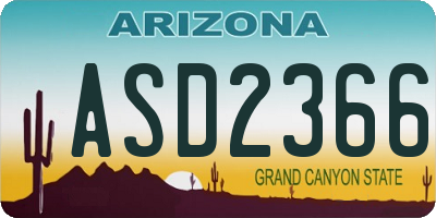 AZ license plate ASD2366