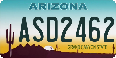 AZ license plate ASD2462