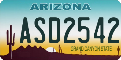 AZ license plate ASD2542