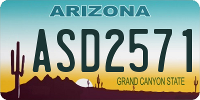 AZ license plate ASD2571