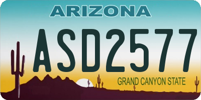 AZ license plate ASD2577