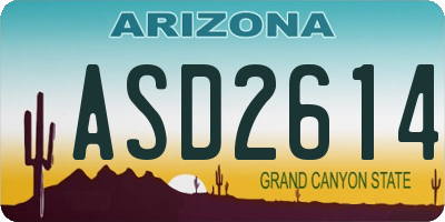 AZ license plate ASD2614