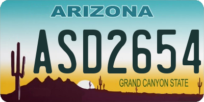 AZ license plate ASD2654