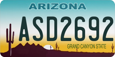 AZ license plate ASD2692