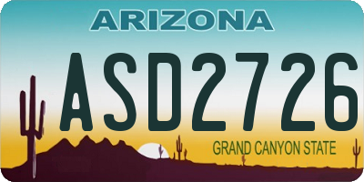 AZ license plate ASD2726