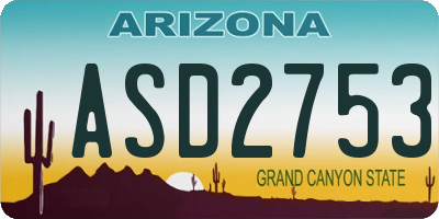 AZ license plate ASD2753