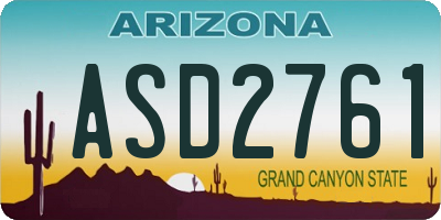 AZ license plate ASD2761