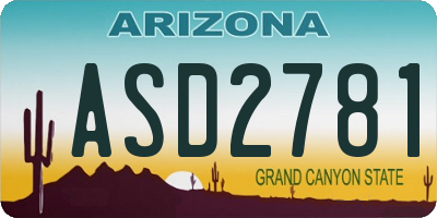 AZ license plate ASD2781