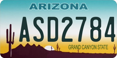 AZ license plate ASD2784