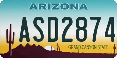 AZ license plate ASD2874
