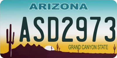 AZ license plate ASD2973