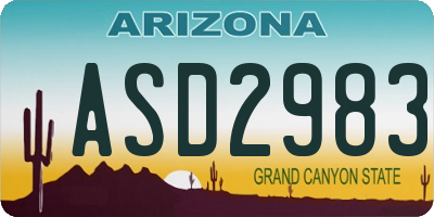AZ license plate ASD2983
