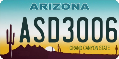 AZ license plate ASD3006