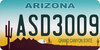AZ license plate ASD3009