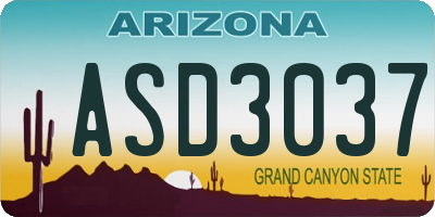 AZ license plate ASD3037