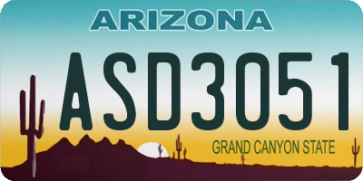 AZ license plate ASD3051
