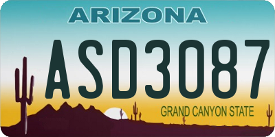 AZ license plate ASD3087