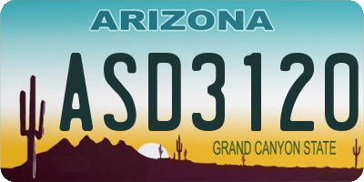 AZ license plate ASD3120