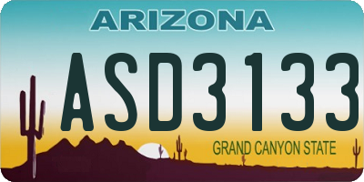 AZ license plate ASD3133
