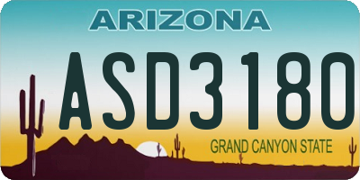 AZ license plate ASD3180