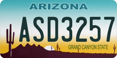 AZ license plate ASD3257