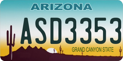 AZ license plate ASD3353