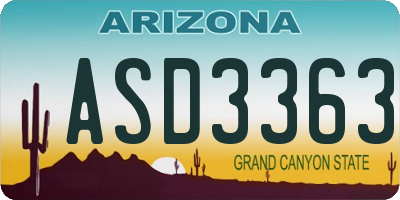 AZ license plate ASD3363