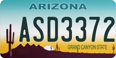 AZ license plate ASD3372