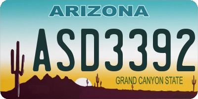 AZ license plate ASD3392